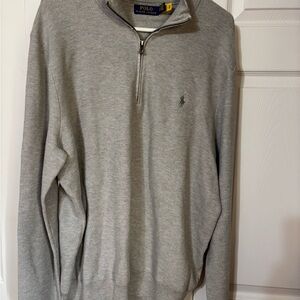 Men’s Polo Ralph Lauren Gray Heather Pima Textured Quarter Zip Pullover